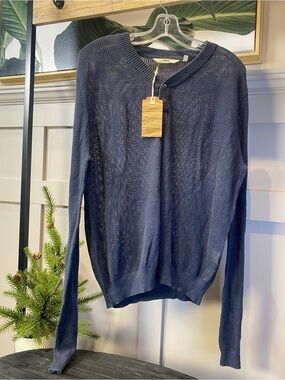 Lifetime Collective men's knit Henley sweater in navy blue M